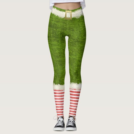 kerstcadeau van Elf Costume Green Holiday Fun Leggings (Voorkant)