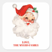 Kerstcadeau van vintage Kerstman Vierkante Sticker (Voorkant)