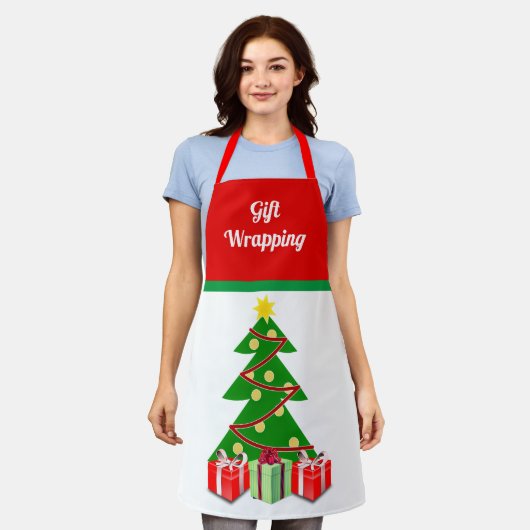 Kerstcadeau Verpakken Vakantieprint Schort (Gedragen)