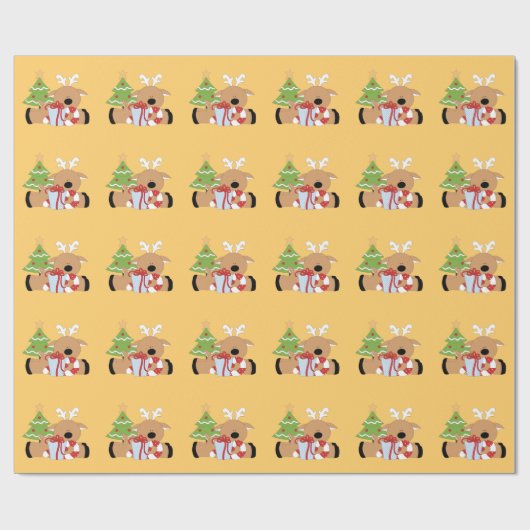 Kerstcadeau Verpakking Papier Herten, Kerstboom (Vlak)
