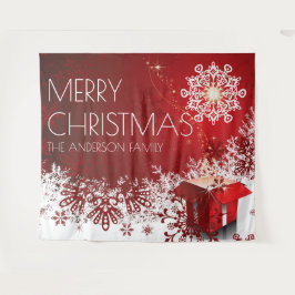 Kerstcadeau verrassings-sneeuwvlok achtergrond wandkleed