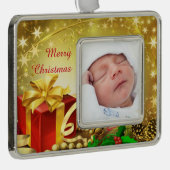 kerstcadeau verzilverd omlijst ornament (Rechts)