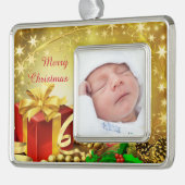 kerstcadeau verzilverd omlijst ornament (Links)