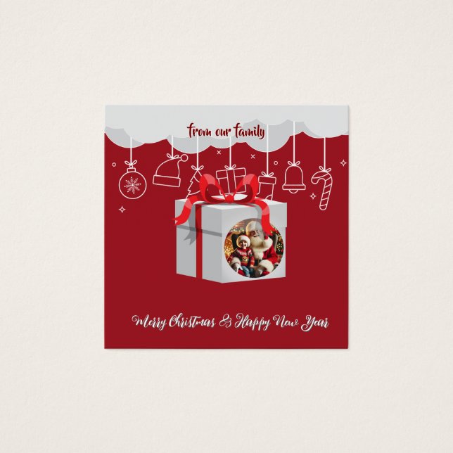 kerstcadeau vierkante visitekaartjes (Voorkant)