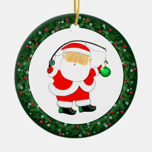 Kerstcadeau vissen keramisch ornament (Voorkant)