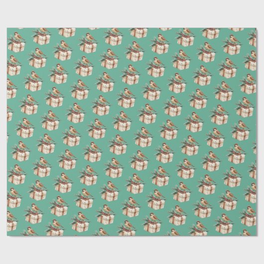 Kerstcadeau Vogel Cadeaupapier (Vlak)