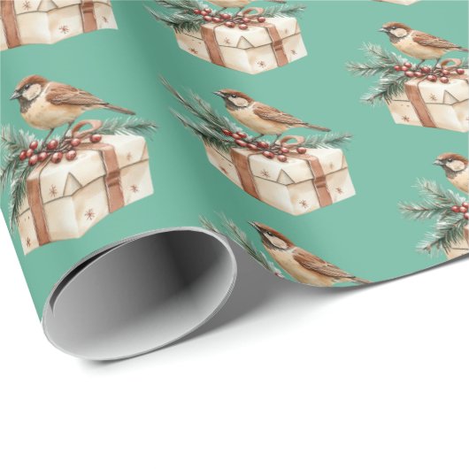 Kerstcadeau Vogel Cadeaupapier (Rol Hoek)