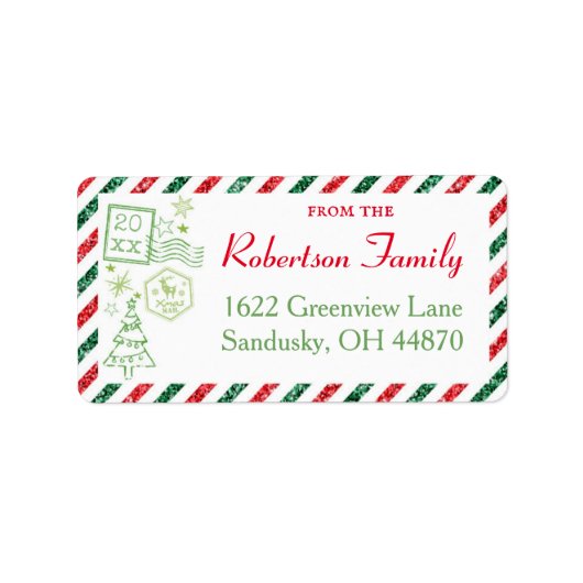 kerstcadeau  voor Air Mail Verzendlabel Etiket (Voorkant)