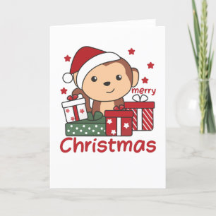 Kerstcadeau voor apen Winterdieren Apen Feestdagen Kaart