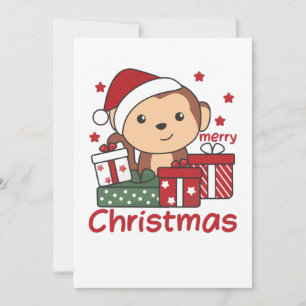 Kerstcadeau voor apen Winterdieren Apen Feestdagenkaart