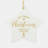 Kerstcadeau voor baby met eigen naam keramisch ornament (Voorkant)