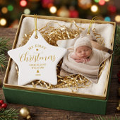 Kerstcadeau voor baby met eigen naam keramisch ornament