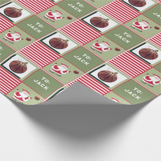 kerstcadeau voor Basketball Cadeaupapier (Hoek)