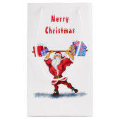 kerstcadeau voor Bodybuilder, kerstman met cadeaus Klein Cadeauzakje (Achterkant)