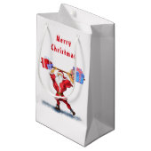 kerstcadeau voor Bodybuilder, kerstman met cadeaus Klein Cadeauzakje (Voorkant Gekanteld)