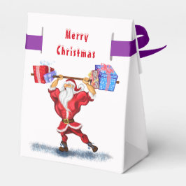 kerstcadeau voor box Bodybuilder Santa Fun Bedankdoosjes
