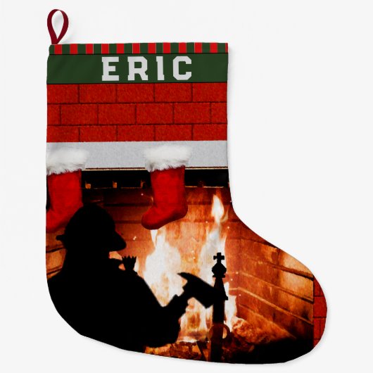 Kerstcadeau voor brandweerman grote kerstsok (Voorkant)