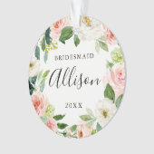 Kerstcadeau voor bruidsmeisje | Bloem bruidsmeisje Ornament (voorkant)