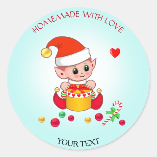 kerstcadeau voor cadeautjes en homemade ronde sticker (Voorkant)