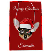 kerstcadeau voor Chihuahua Medium Cadeauzakje (Voorkant)