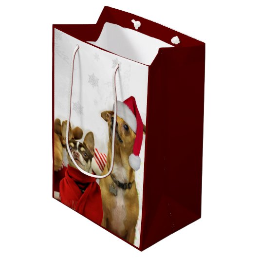 kerstcadeau voor Chihuahuas Medium Cadeauzakje (Voorkant Gekanteld)