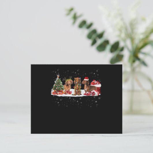 kerstcadeau voor dachshund - kerstverlichting voor briefkaart (Staand voorkant)