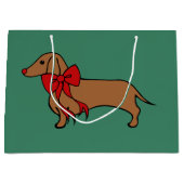 kerstcadeau voor Dachshund Puppy Gift Groot Cadeauzakje (Voorkant)
