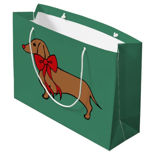 kerstcadeau voor Dachshund Puppy Gift Groot Cadeauzakje (Achterkant Gekanteld)