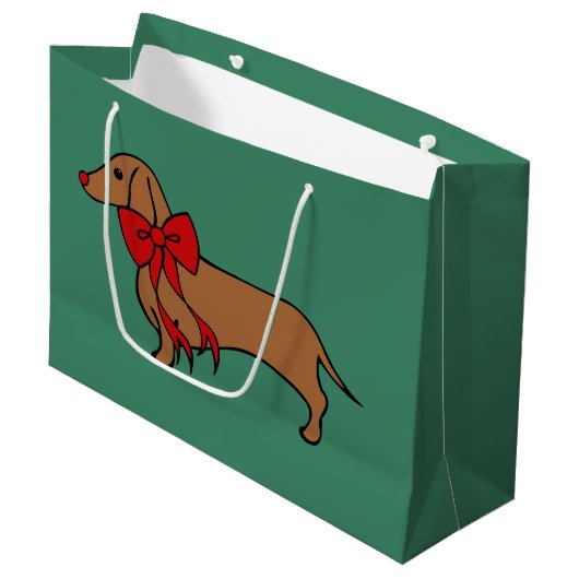 kerstcadeau voor Dachshund Puppy Gift Groot Cadeauzakje (Voorkant Gekanteld)