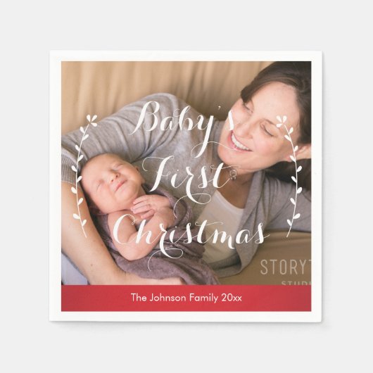 Kerstcadeau voor de allereerste kerst van de baby  servet (Voorkant)
