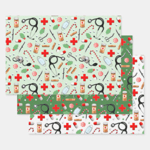 Kerstcadeau voor dokter of verpleegster inpakpapier vel
