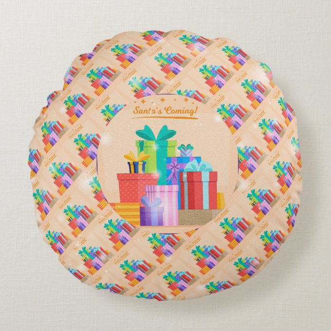 kerstcadeau voor Elegant Rond Kussen (Voorkant)