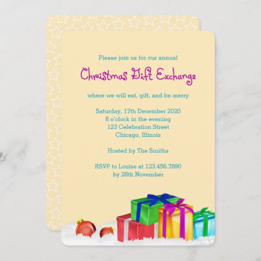 Kerstcadeau voor Exchange Party Kaart (Voorkant / Achterkant)
