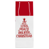 Kerstcadeau voor feestvreugde wijn cadeautas (Achterkant)