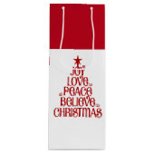 Kerstcadeau voor feestvreugde wijn cadeautas (Voorkant)