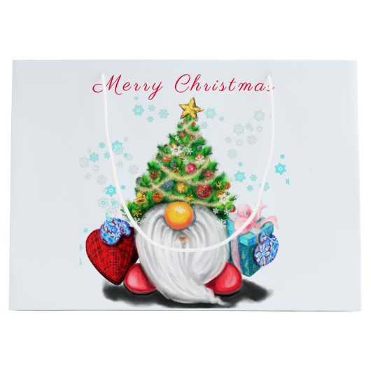 kerstcadeau voor Gnome Gift Groot Cadeauzakje (Voorkant)