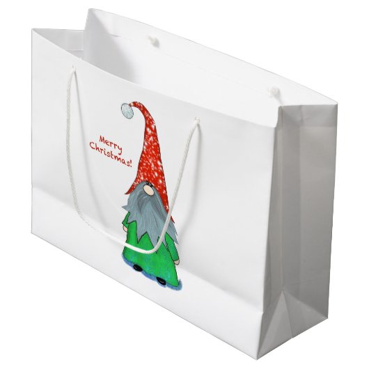 kerstcadeau voor Gnome Gift Groot Cadeauzakje (Voorkant Gekanteld)