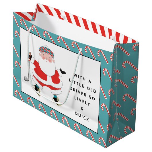 Kerstcadeau voor golfspelers groot cadeauzakje (Voorkant Gekanteld)