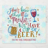 kerstcadeau voor grappenmaker Merlot Wine Typograf Bier Etiket (Enkel label)