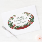 kerstcadeau voor Greenery Holiday Ovale Sticker (Envelop)