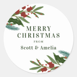 kerstcadeau voor Greenery Holiday Ronde Sticker