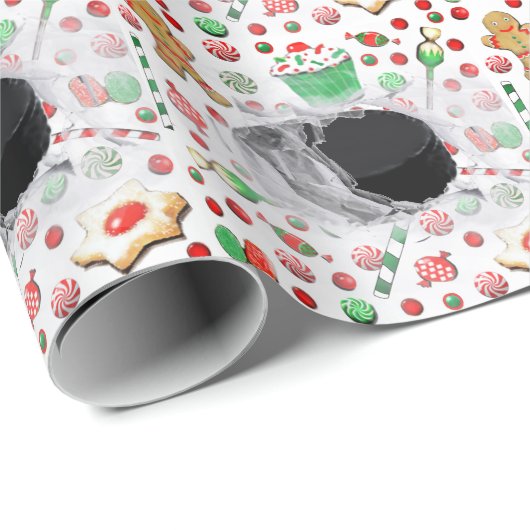 Kerstcadeau voor hockey cadeaupapier (Rol Hoek)