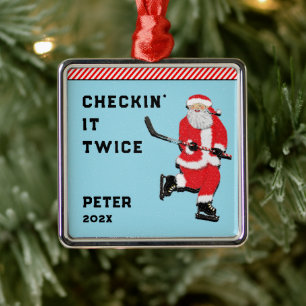 Kerstcadeau voor hockeyers metalen ornament