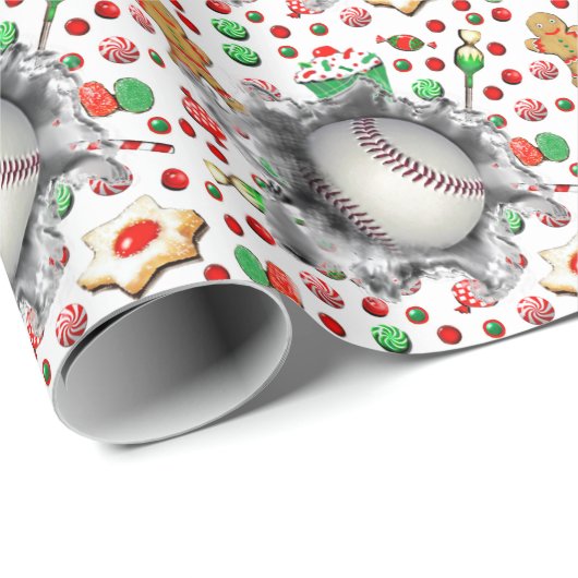 kerstcadeau voor honkbal cadeaupapier (Rol Hoek)
