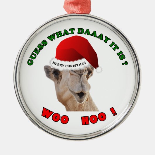kerstcadeau voor Hump Day Camel Kerstmis Metalen Ornament (Voorkant)
