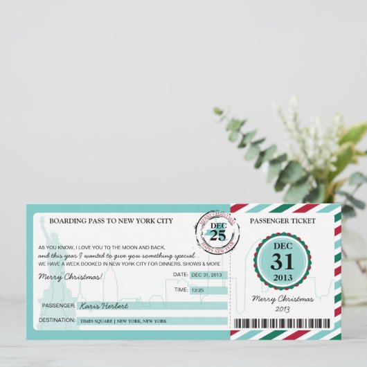 kerstcadeau voor instapkaarten naar NEW YORK Kaart (Staand voorkant)