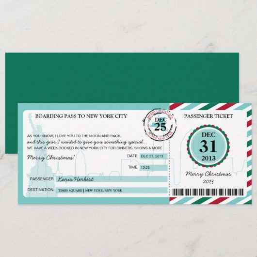 kerstcadeau voor instapkaarten naar NEW YORK Kaart (Voorkant / Achterkant)