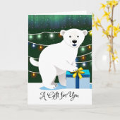 Kerstcadeau voor jou met ijsbeer in de sneeuw kaart (Gele Bloem)