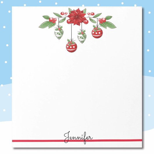 kerstcadeau voor Jouw naam Poinsettia Ornamenten Notitieblok