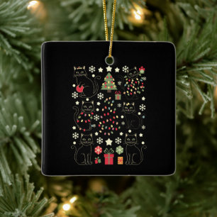 Kerstcadeau voor kattenliefhebber voor katteneigen keramisch ornament